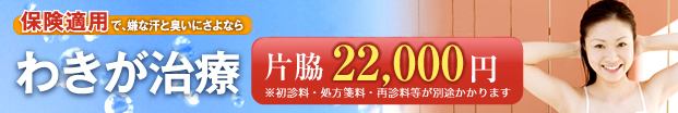 保険適用で、嫌な汗と臭いにさよなら?わきが治療片脇18,000円